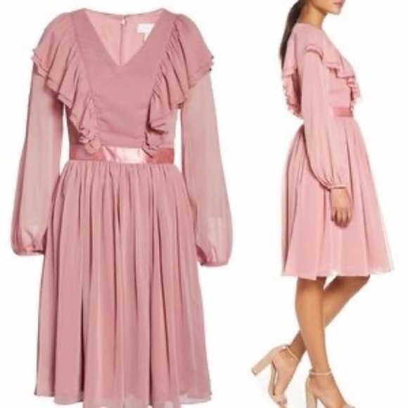 💕🌷👛💖 RACHEL PARCELL long sleeve ruffle twirl dress pink size small Barbie - Picture 5 of 14